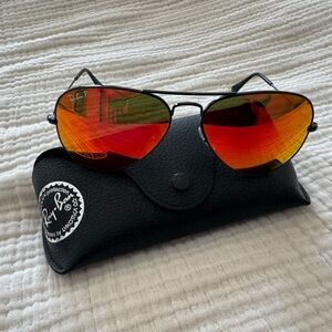 Ray-Ban Aviator Sunglasses with Vibrant Orange Lenses